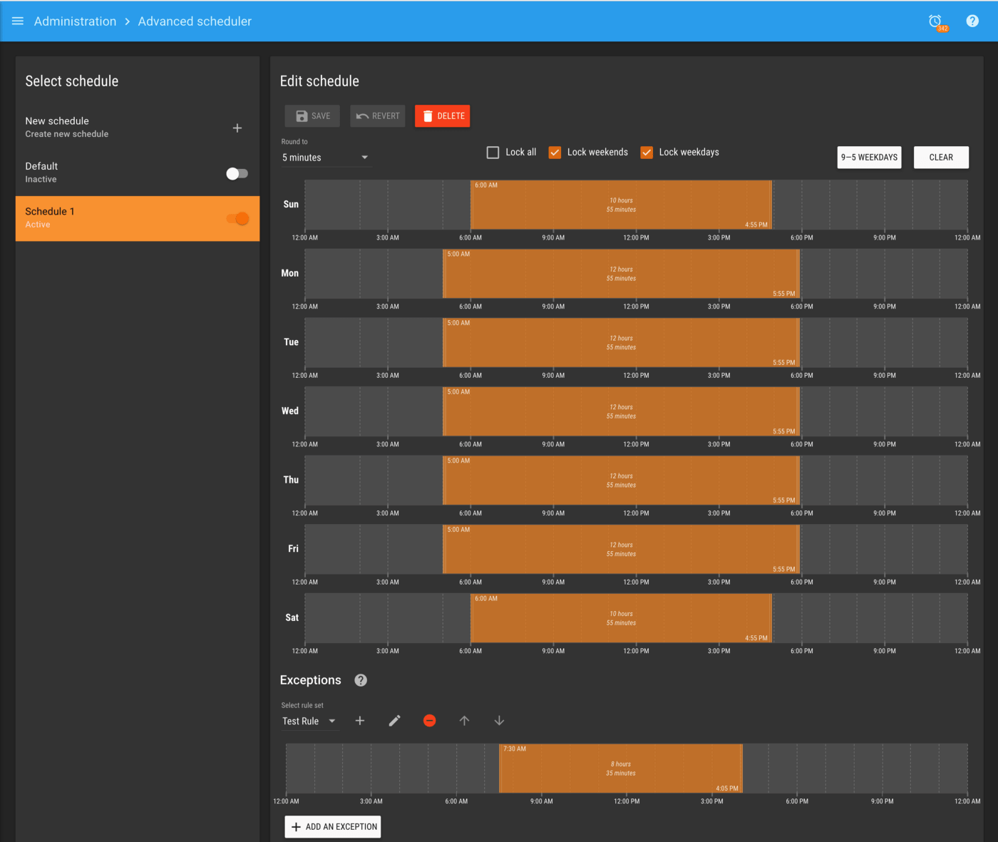 Advanced schedule